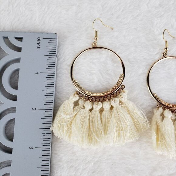Gold Hoop and Tassels Earrings - Picture 2 of 2